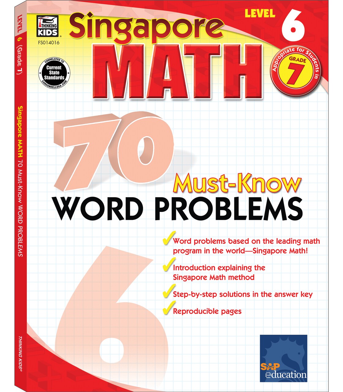 Singapore Math – 70 Must-Know Word Problems Workbook for 7th Grade Math, Paperback, Ages 12–13 with Answer Key